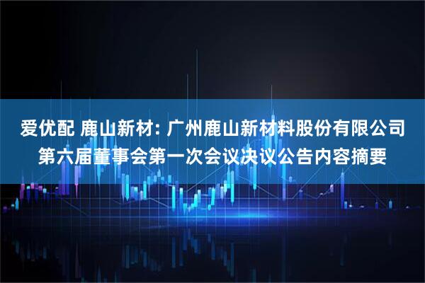 爱优配 鹿山新材: 广州鹿山新材料股份有限公司第六届董事会第一次会议决议公告内容摘要